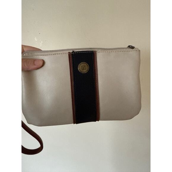 Stone Mountain Y2K 90s Preppy Two Toned Purse Clutch Pebbled Striped Academic - Picture 1 of 5